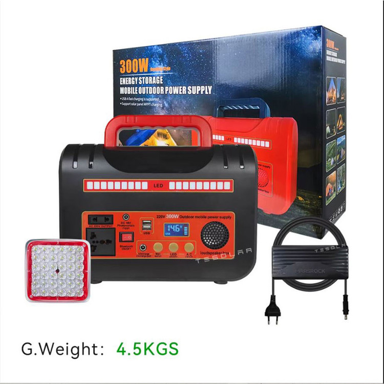 پاوربانک مدل مولتی 300W کمپینگ اسپیکردار 12v-220v ظرفیت 25000 میلی آمپر ساعت